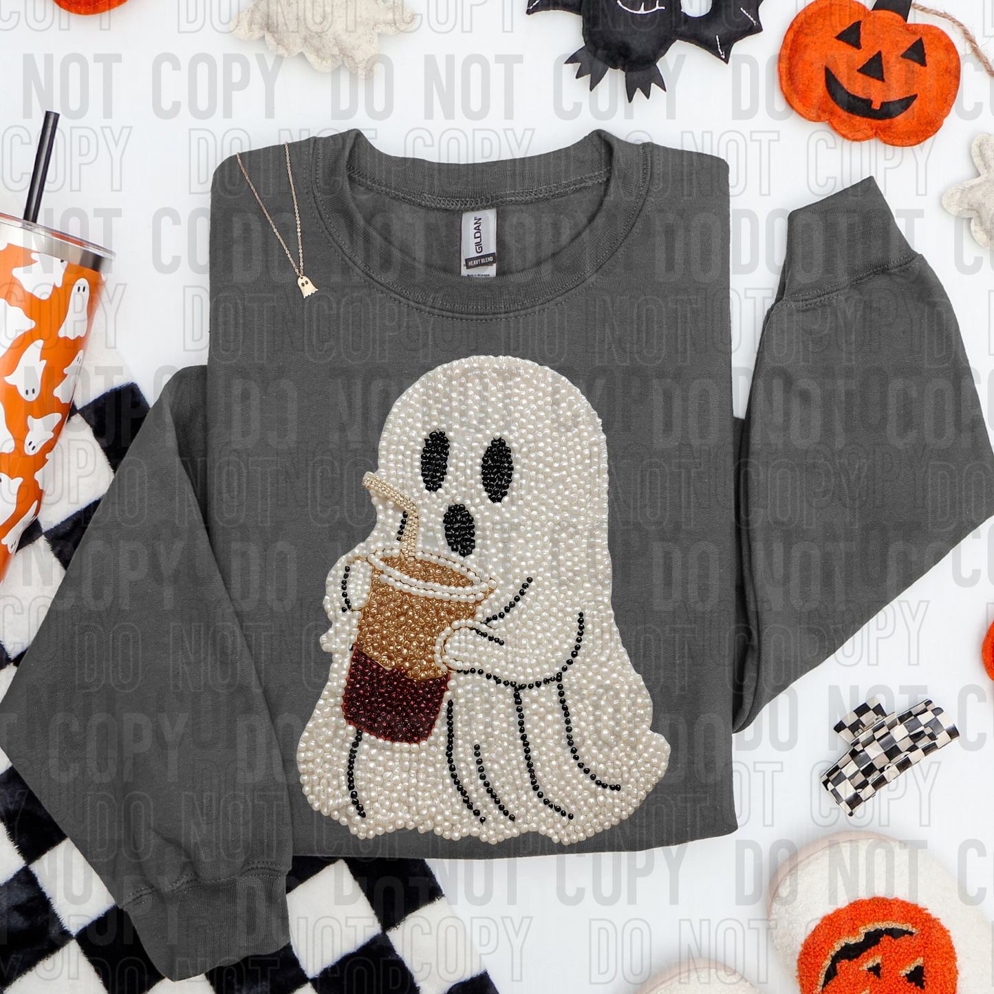 GHOST COFFEE FAUX PEARLS TRANSFER