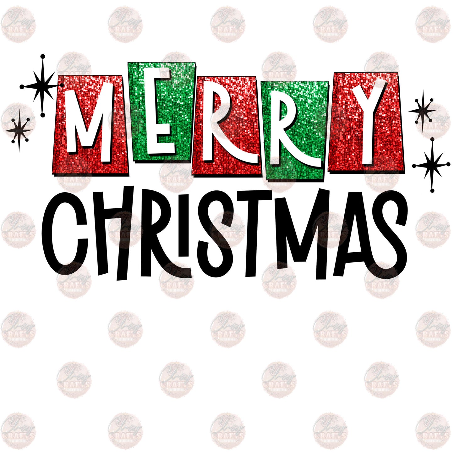 Glitter Merry Christmas Transfer