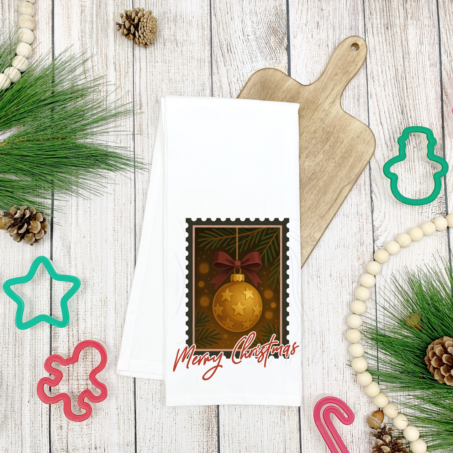 Gold Christmas Tea Towel Transfer