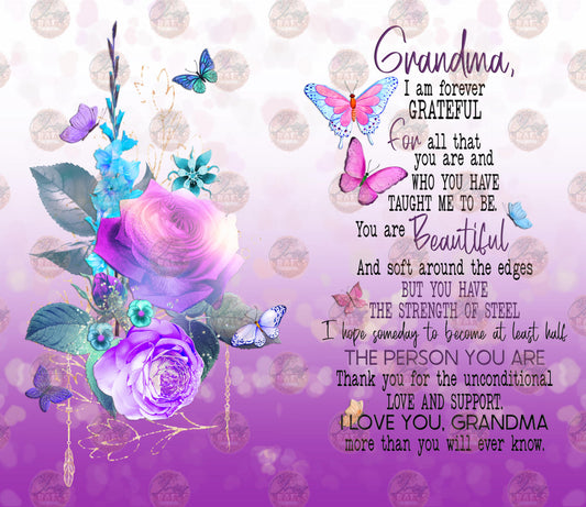 Grandma Floral Tumbler Wrap