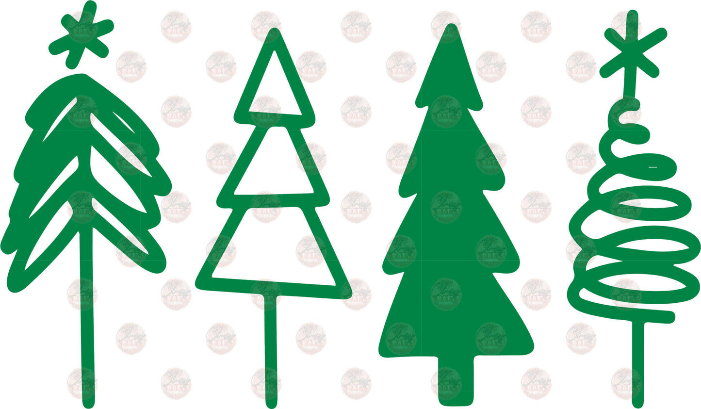 Green Christmas Trees Transfer