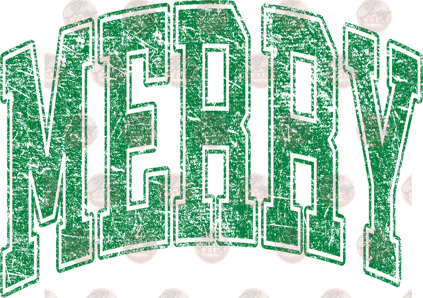 Green Distressed Merry Transfer