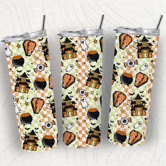 Green And Orange Halloween Seamless Transfer