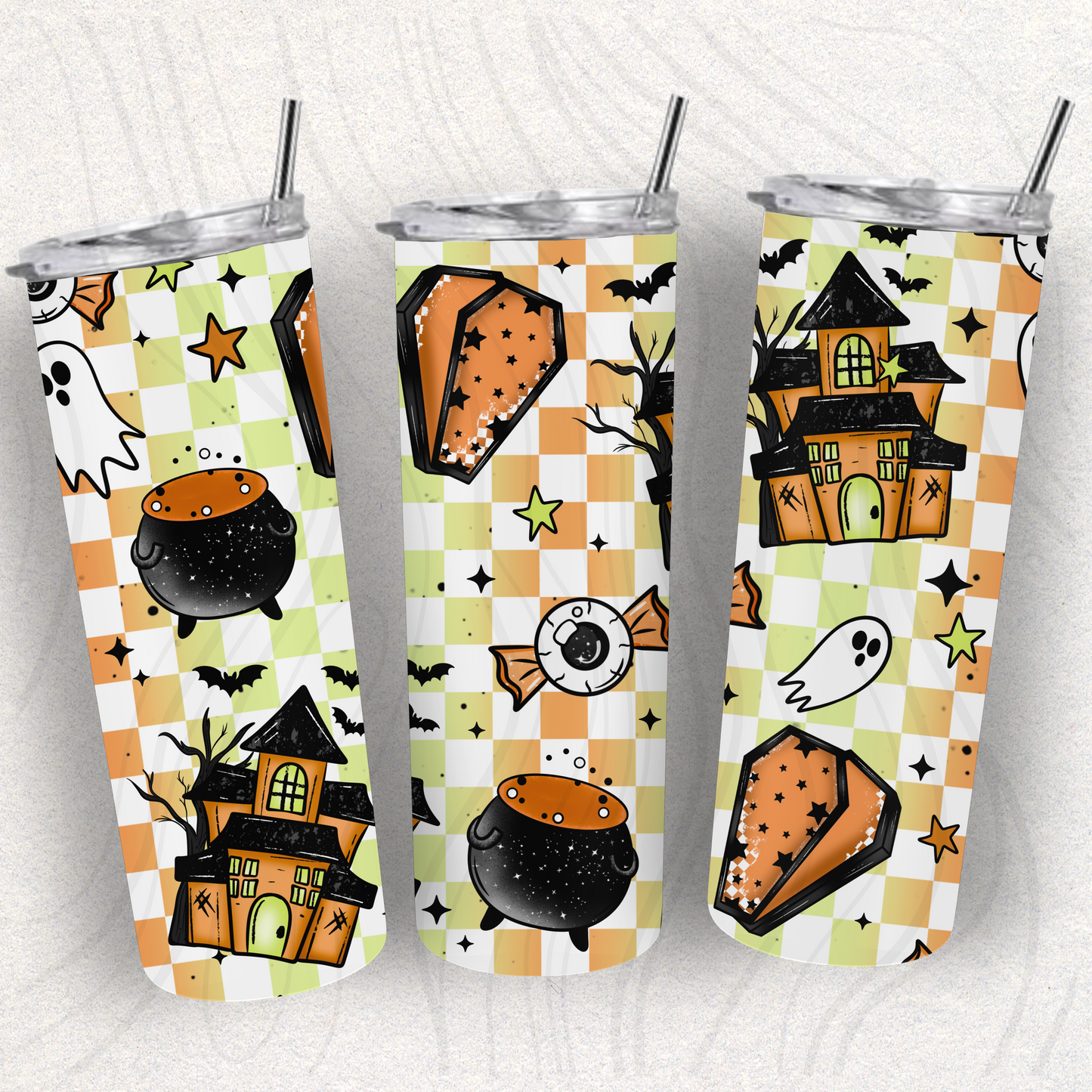 Green And Orange Halloween Seamless Transfer