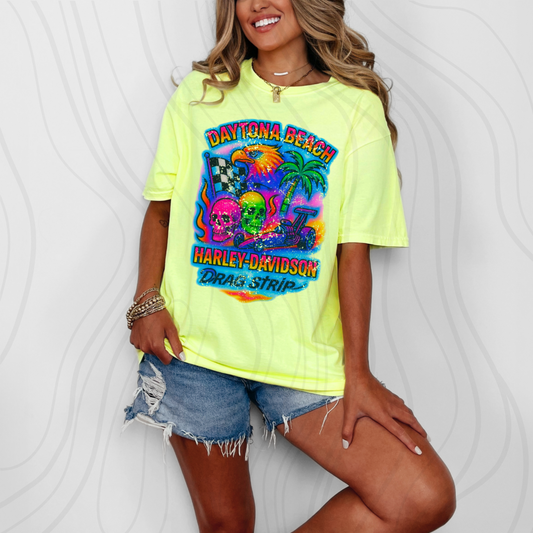 HD Strip Neon Skull Distressed Transfer