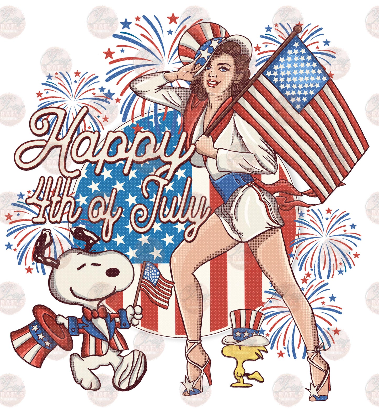 Happy 4th from the black and white dog **TWO PART* SOLD SEPARATELY** Transfer