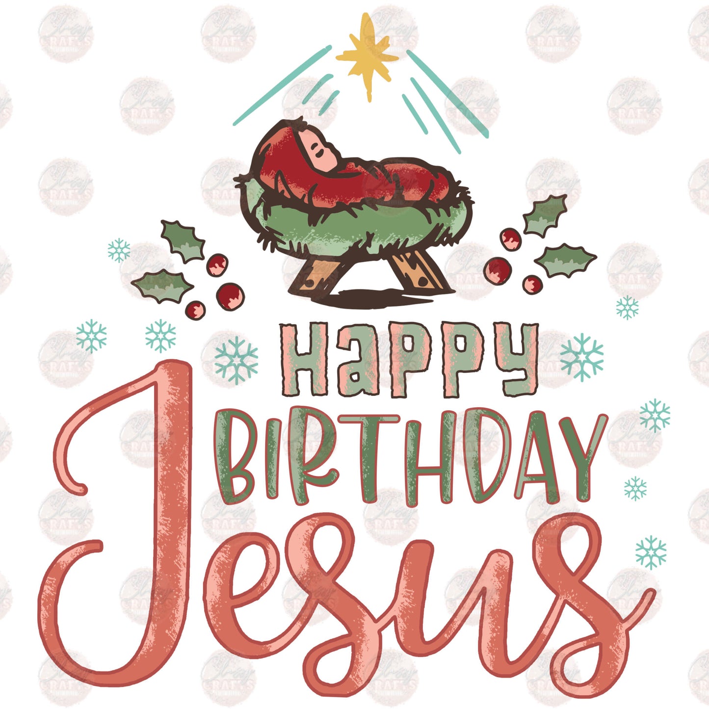 Happy Birthday Jesus In A Manger Transfer