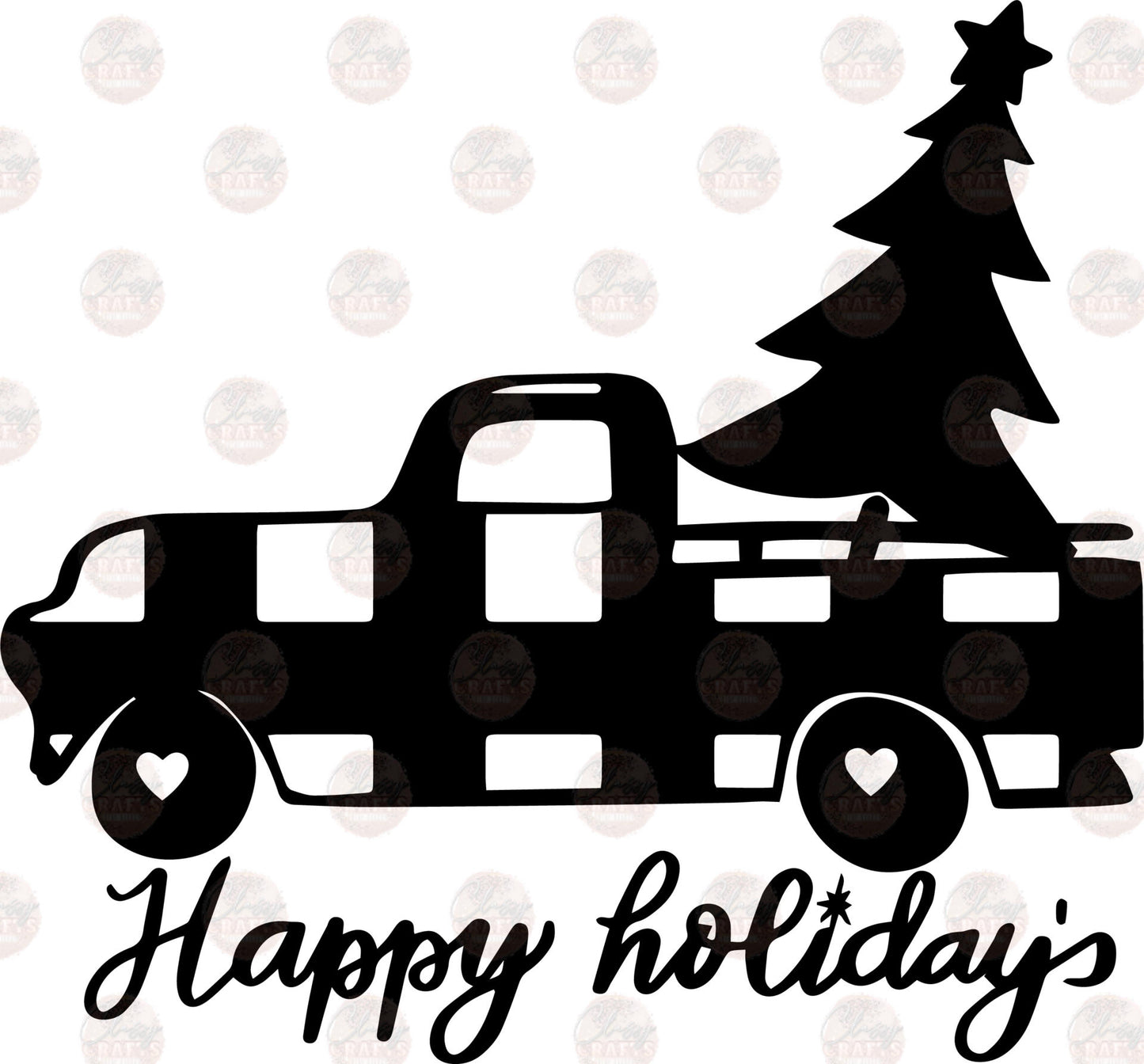 Happy Holidays Checkered Truck Transfer