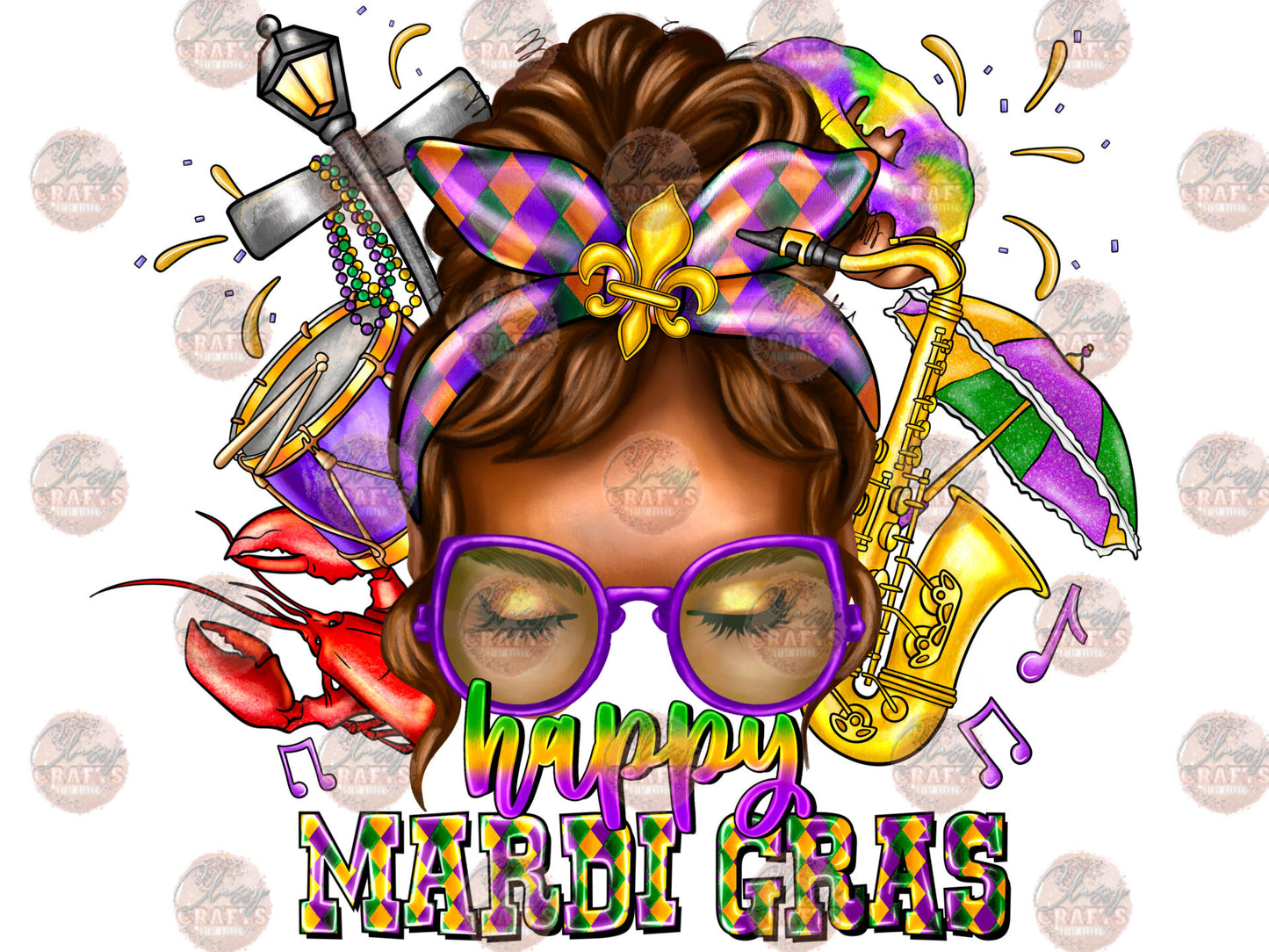 Happy Mardi Gras Girl Transfers