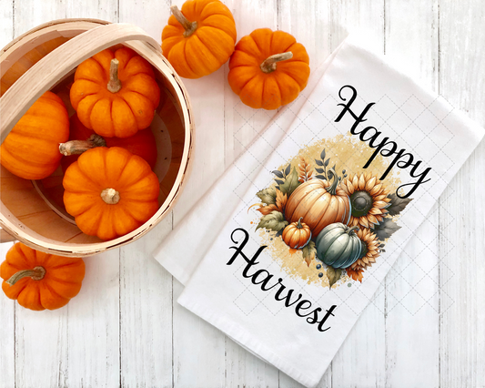 Harvest Pumpkin Sunflower Tea Towel Transfer