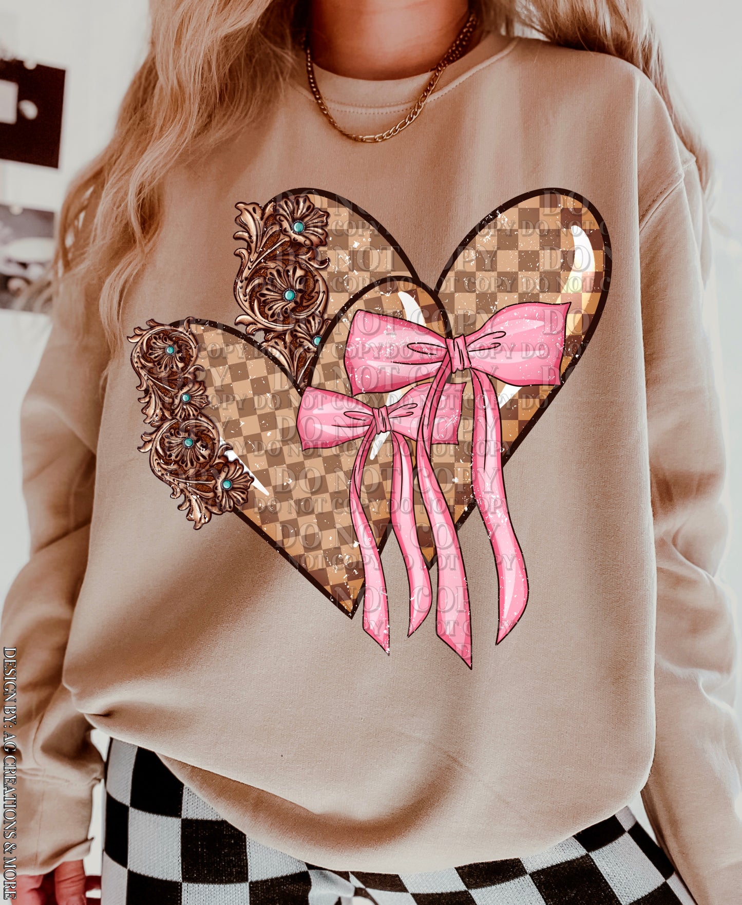 Checker Brown Heart Transfer