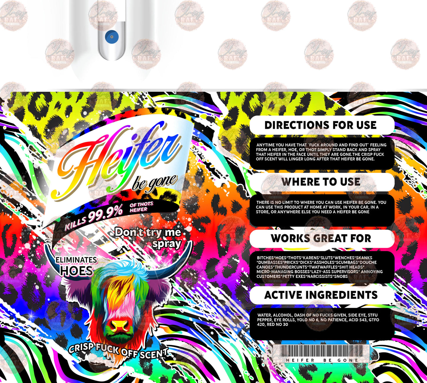 Heifer Be Gone Tumbler Wrap Neon