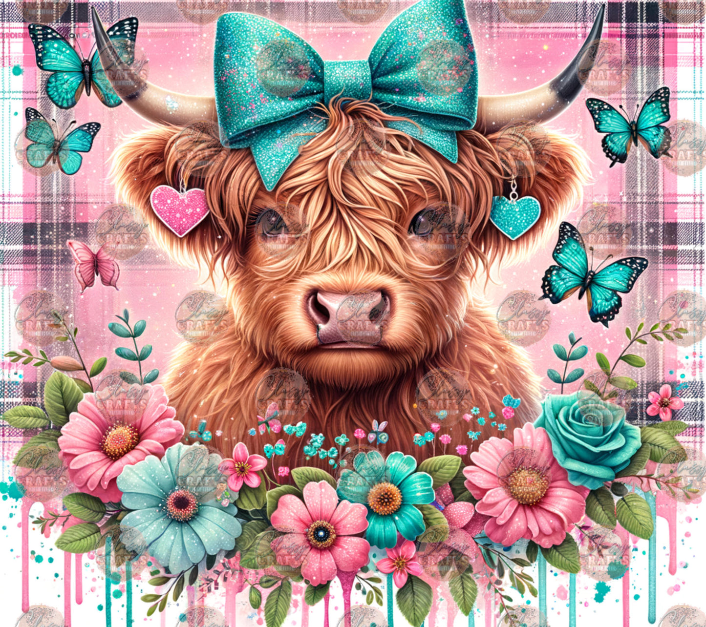 Heifer With Blue Bow Tumbler Wrap