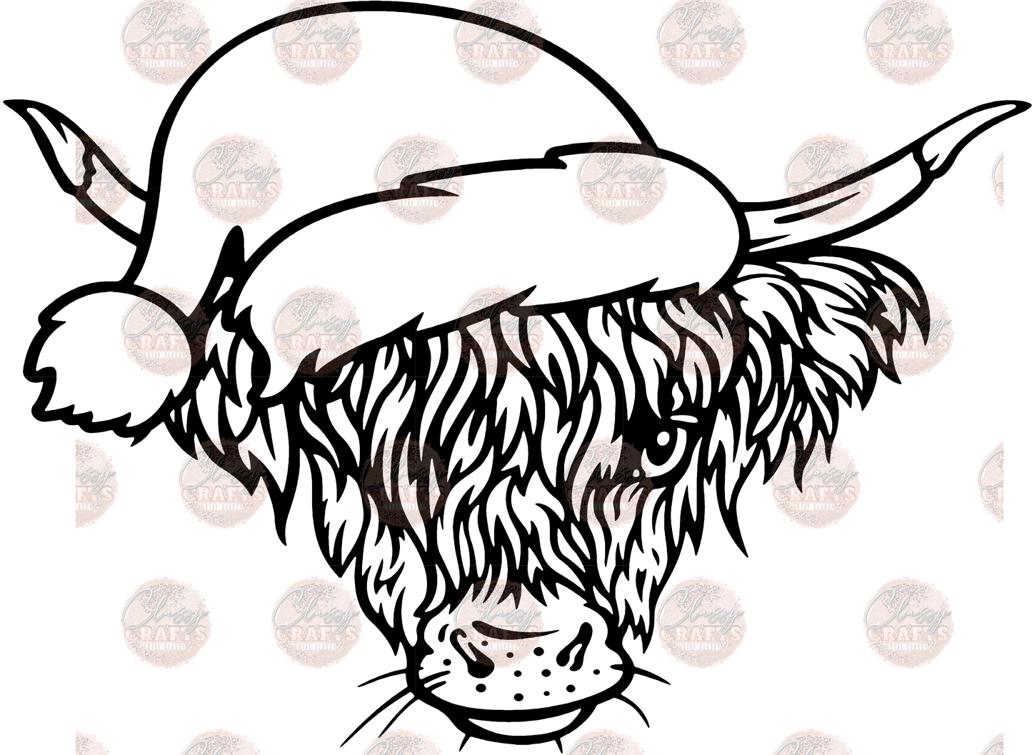 Heifer With A Santa Hat Transfer