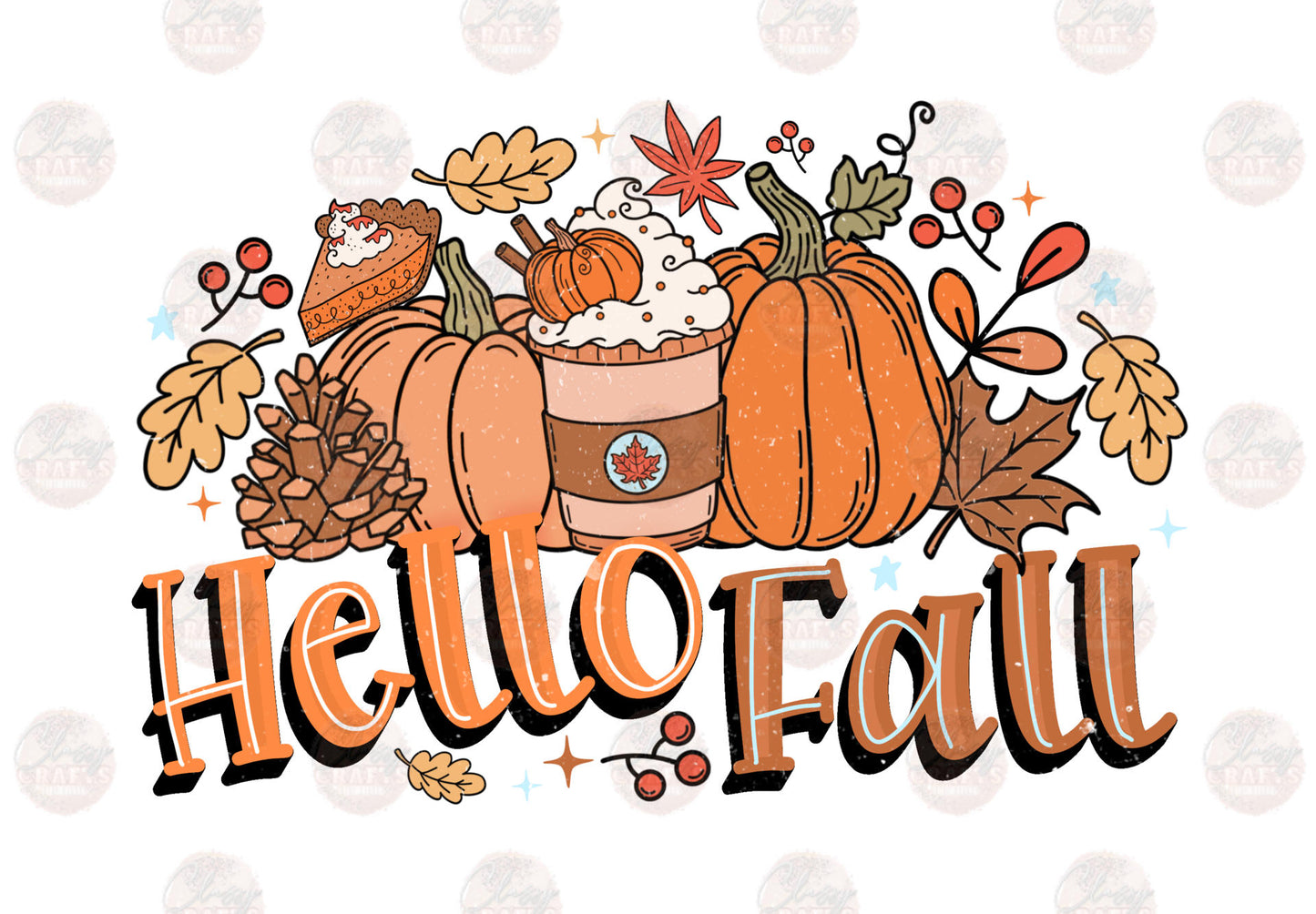 Hello Fall Pumpkins & Lattes Transfer