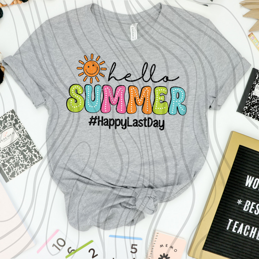 Hello Summer Dots Retro Transfer