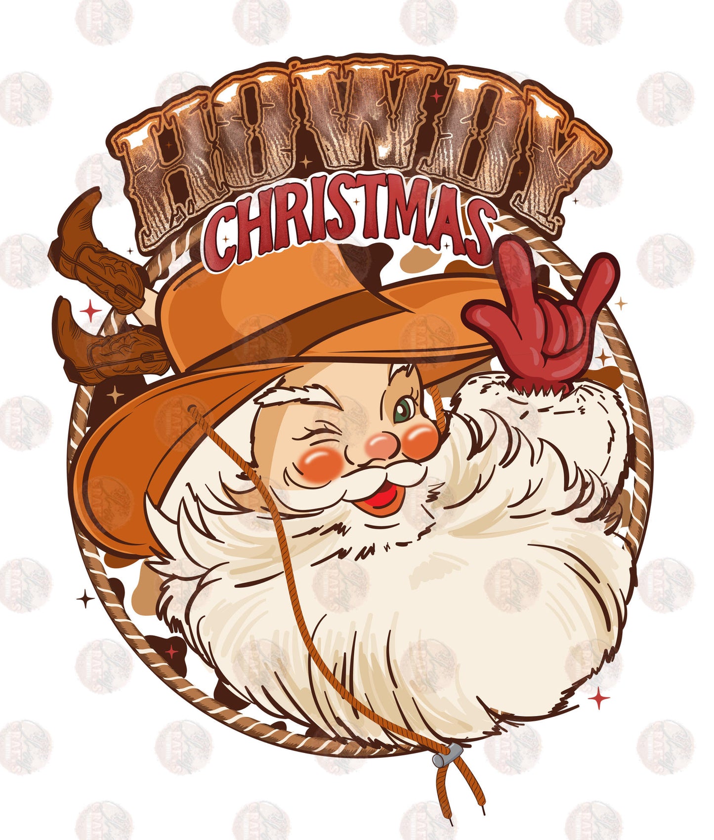 Howdy Christmas Cowboy Santa Transfer