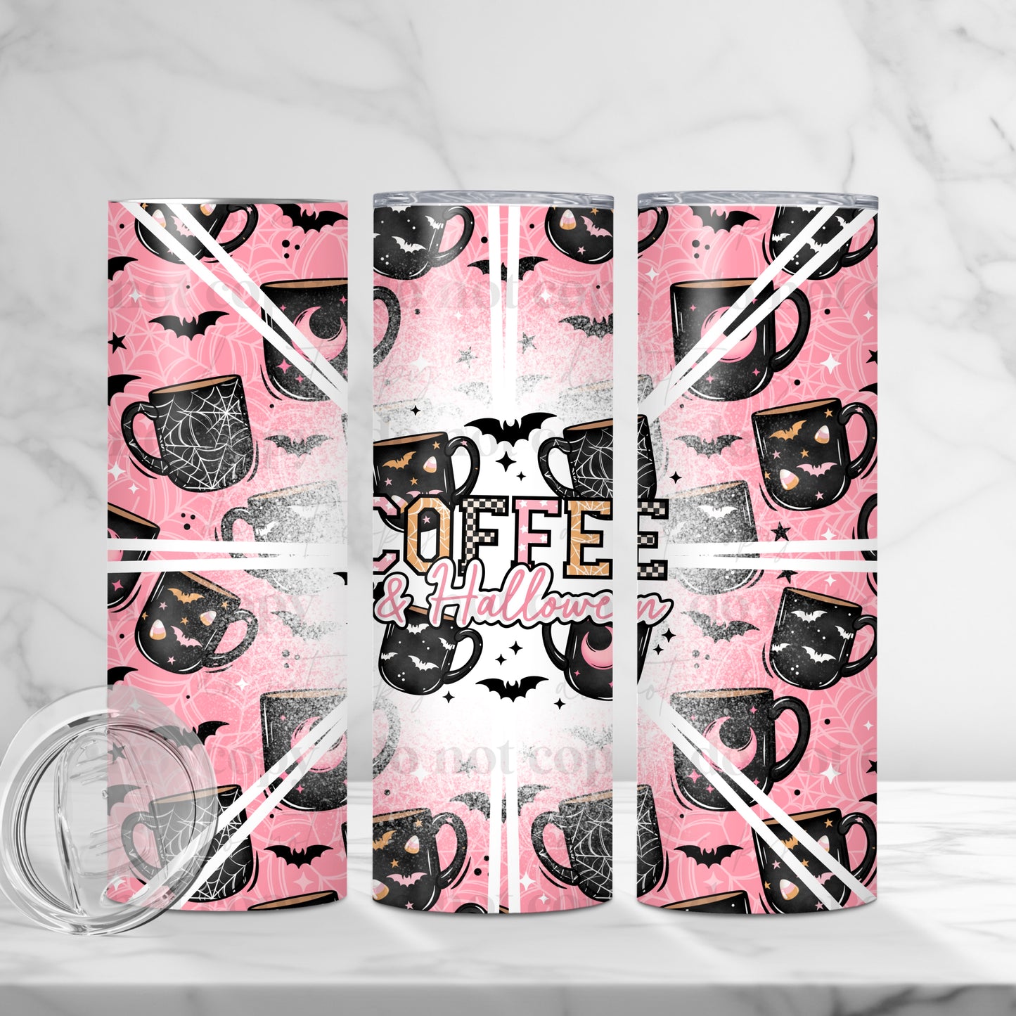 Coffee And Halloween Tumbler Wrap Transfer