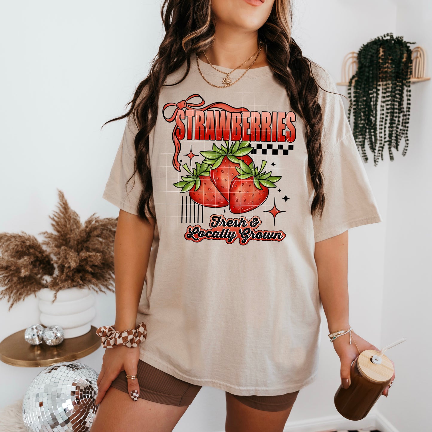 Strawberries Checkered Transfer