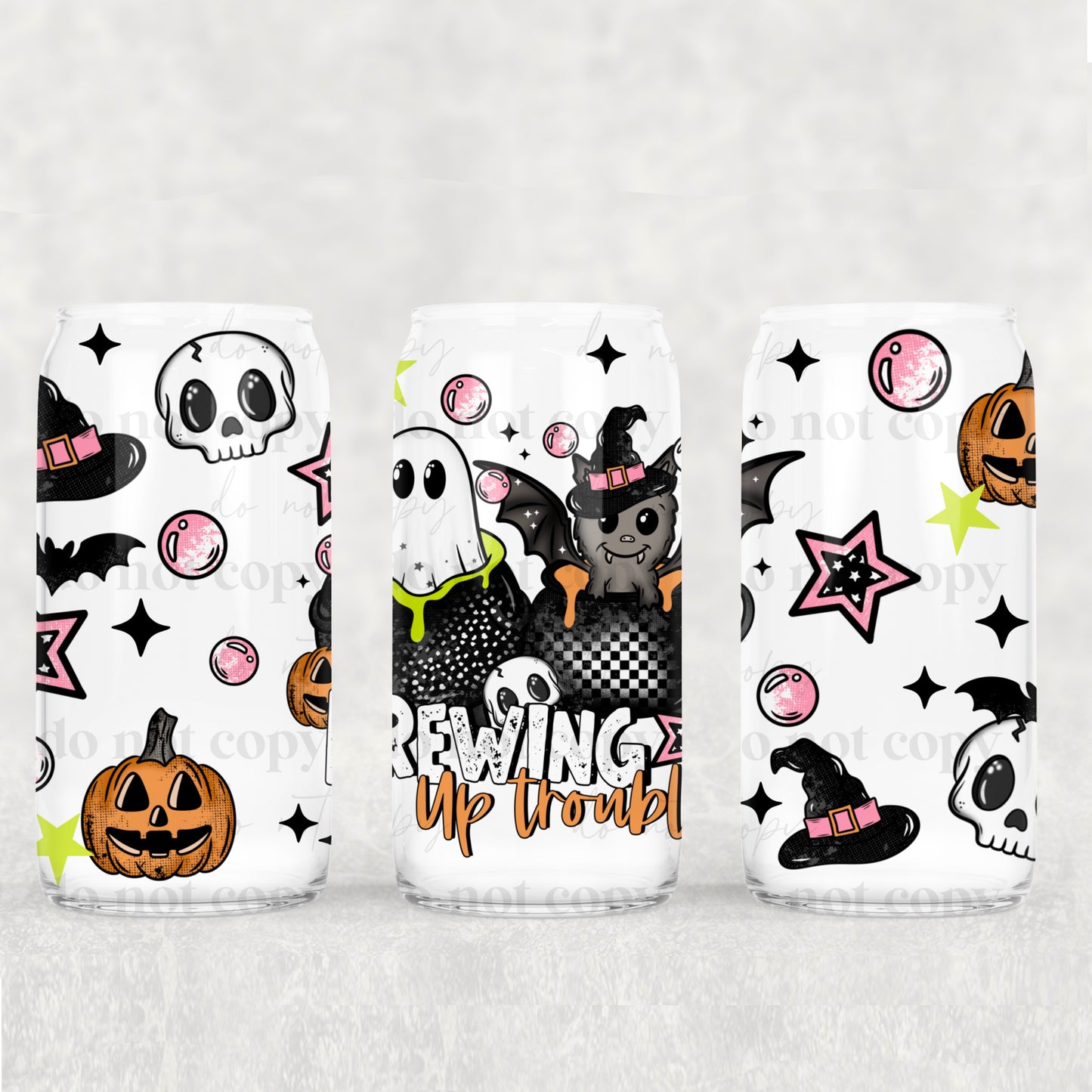 Brewing Up Trouble 16oz Libbey Wrap Transfer