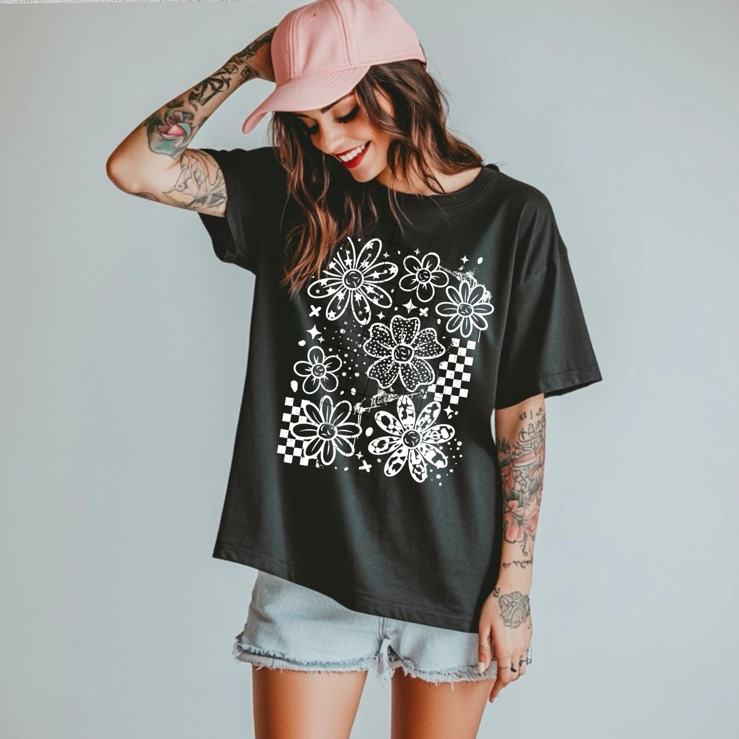 Grunge Messy Florals Transfer