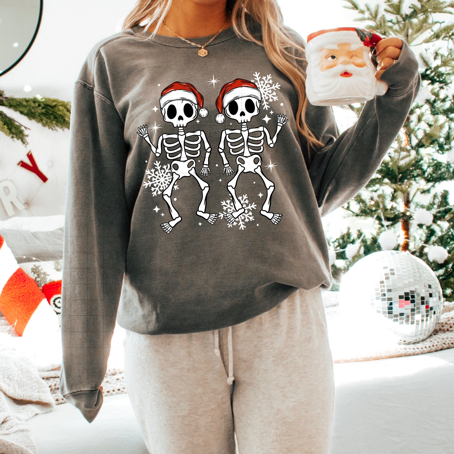 SANTA SKELLIES WHITE TRANSFER