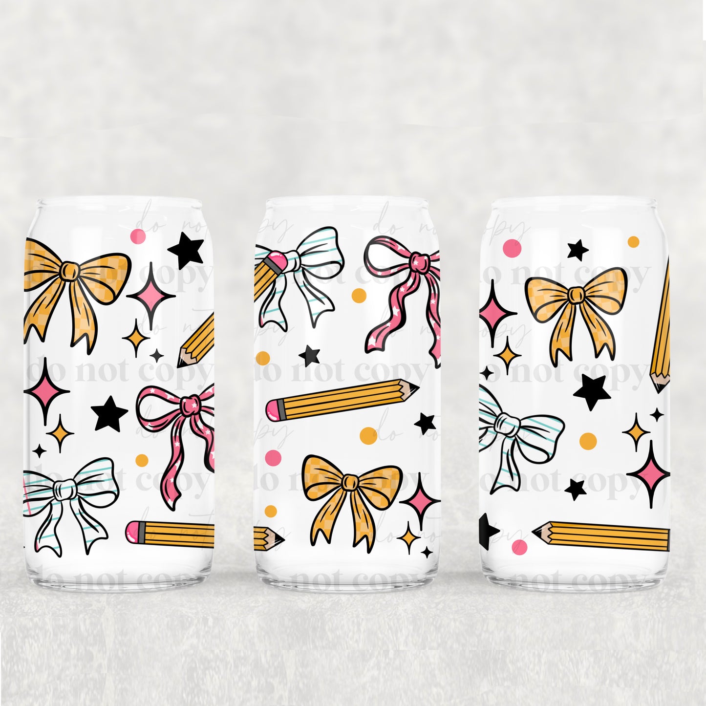School Bows 16oz Libbey Wrap Transfer