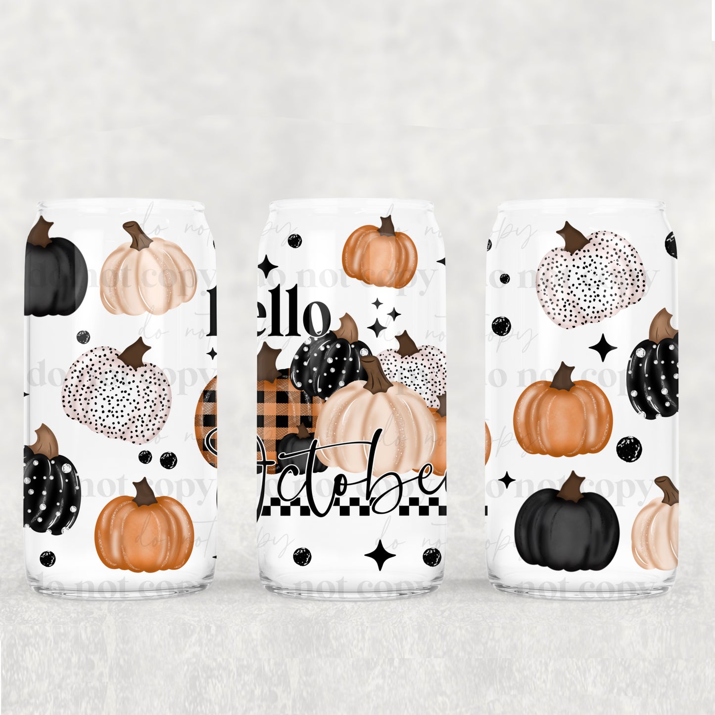 Hello October 16oz Libbey Wrap Transfer