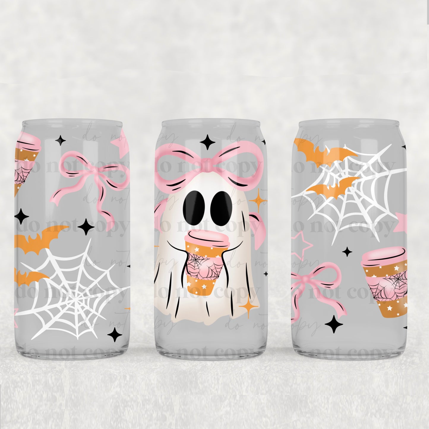 Bow Coffee Ghost 16oz Libbey Wrap Transfer