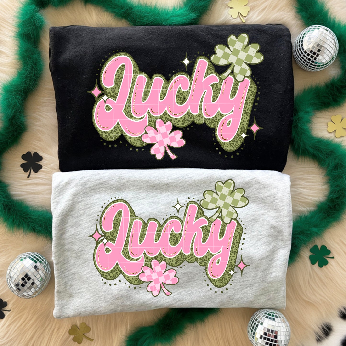 Lucky Pink And Green Transfer** SOLD SEPARATELY**