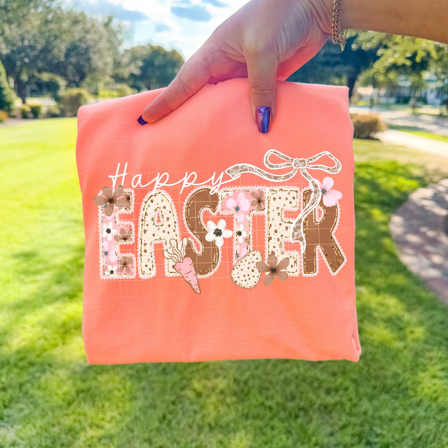 Happy Easter Lace Border Transfer