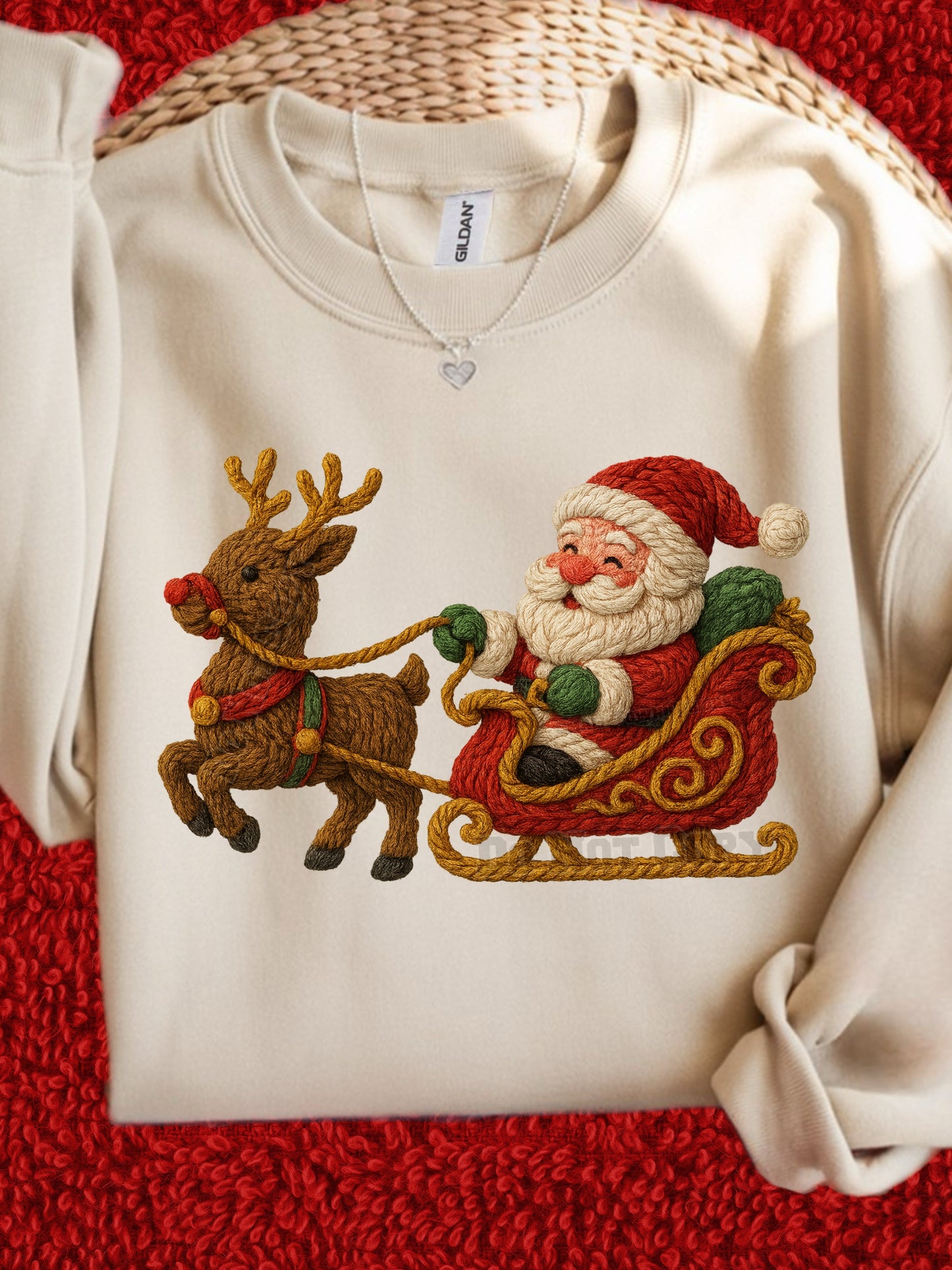 Yarn Santa Sleigh Transfer