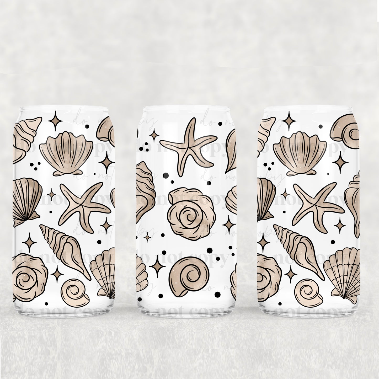 Tan Seashells 16oz Libbey Wrap Transfer