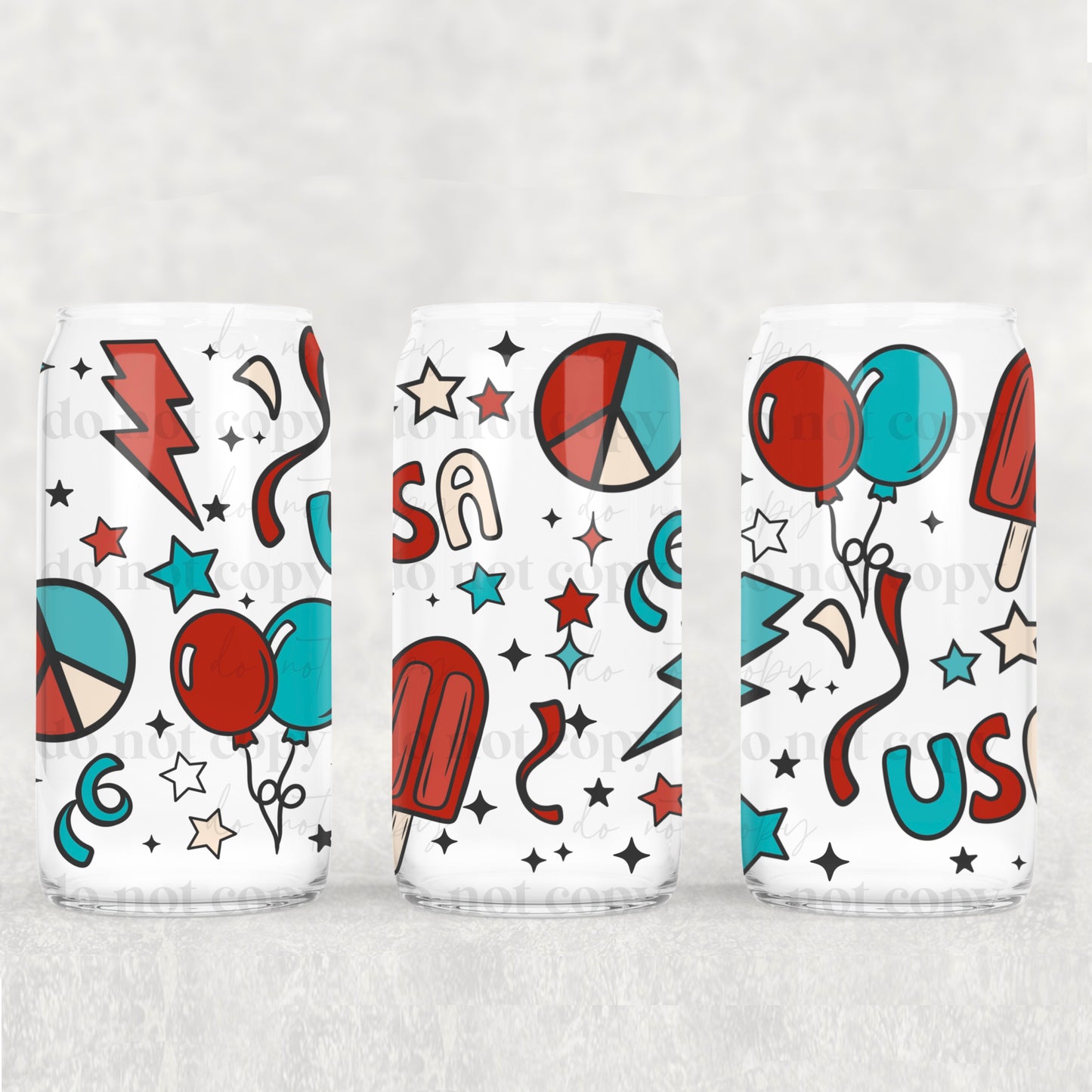 Retro USA 16oz Libbey Wrap Transfer