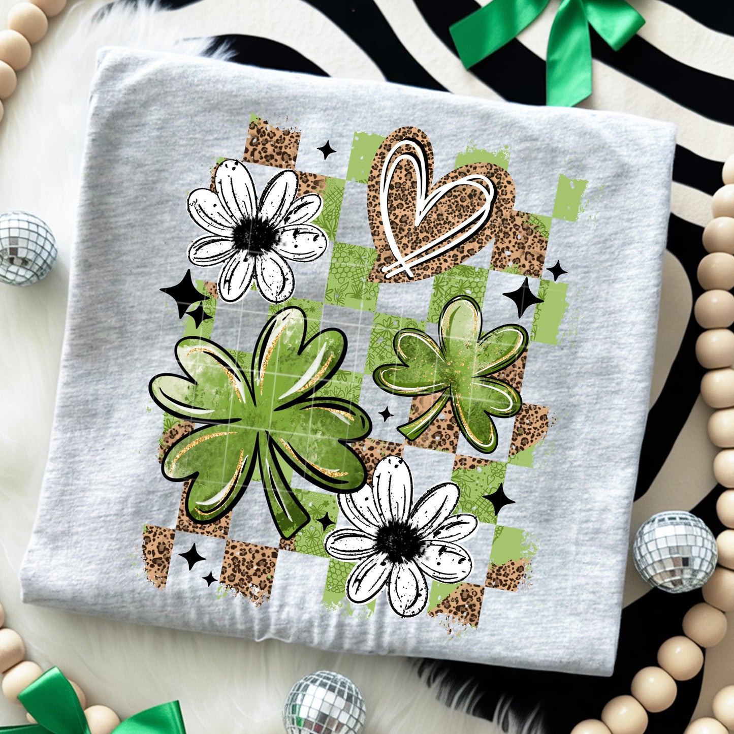 Leopard Shamrock Checker Transfer