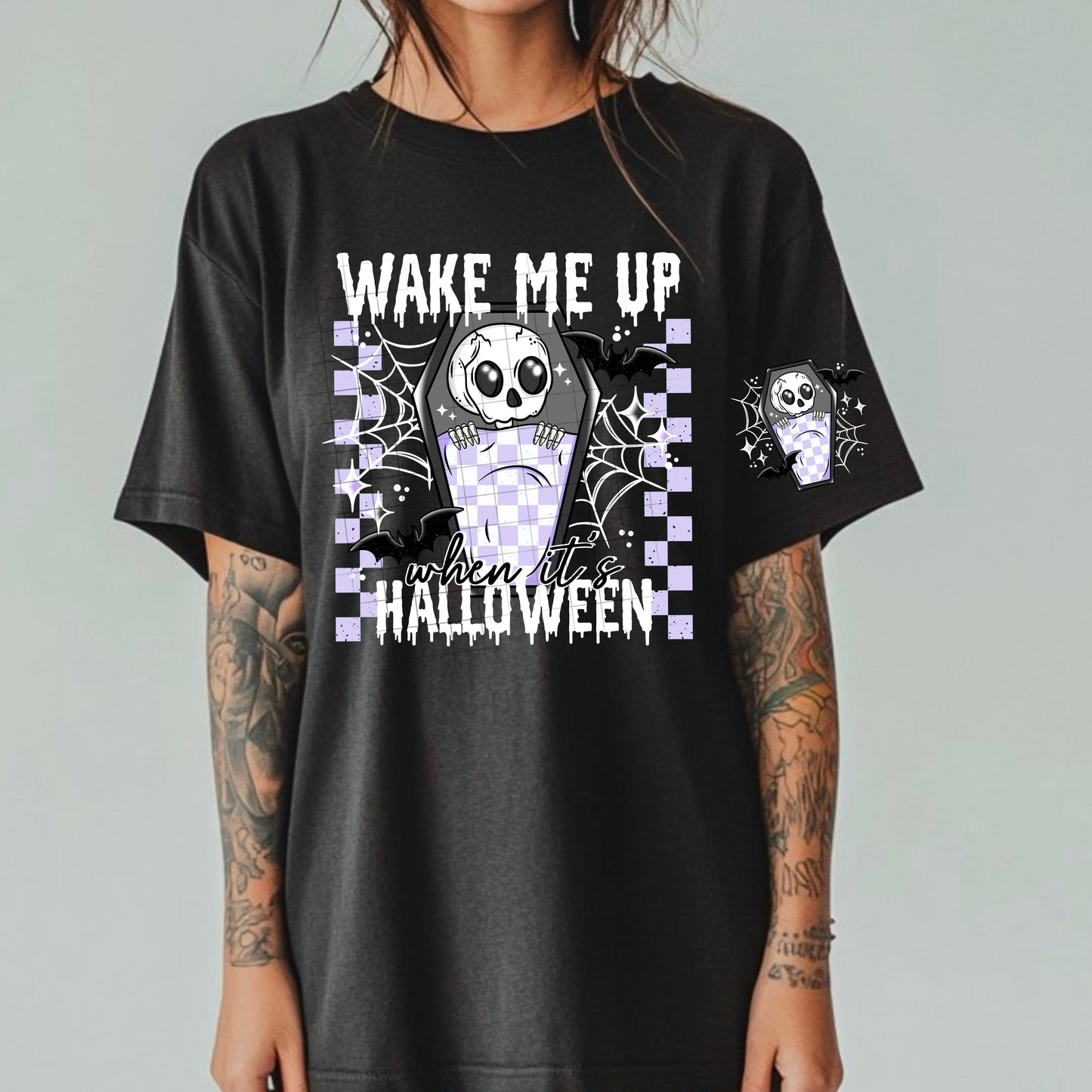 Wake Me Up When It's Halloween White Transfer ** TWO PART* SOLD SEPARATELY**