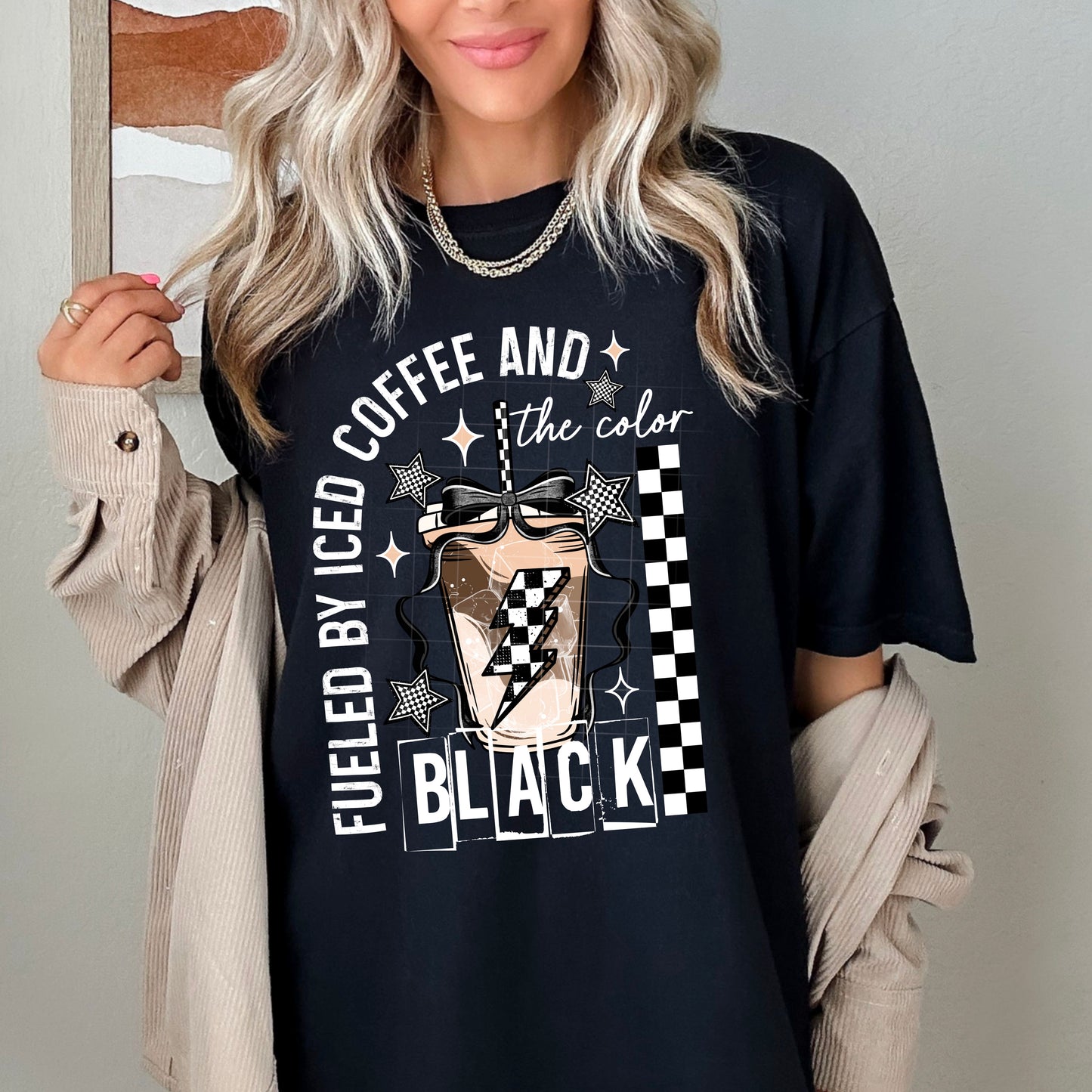 Fueled By Iced Coffee And The Color Black Transfer