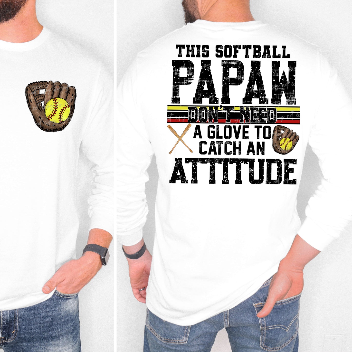 This Softball Papaw Transfer ** TWO PART* SOLD SEPARATELY**
