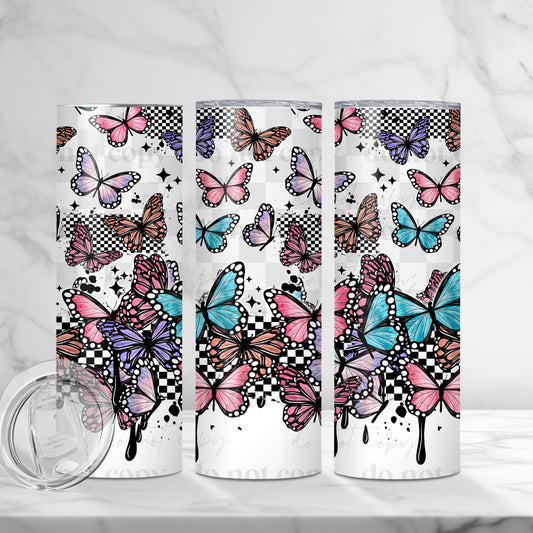 Checker Butterfly Tumbler Wrap Transfer