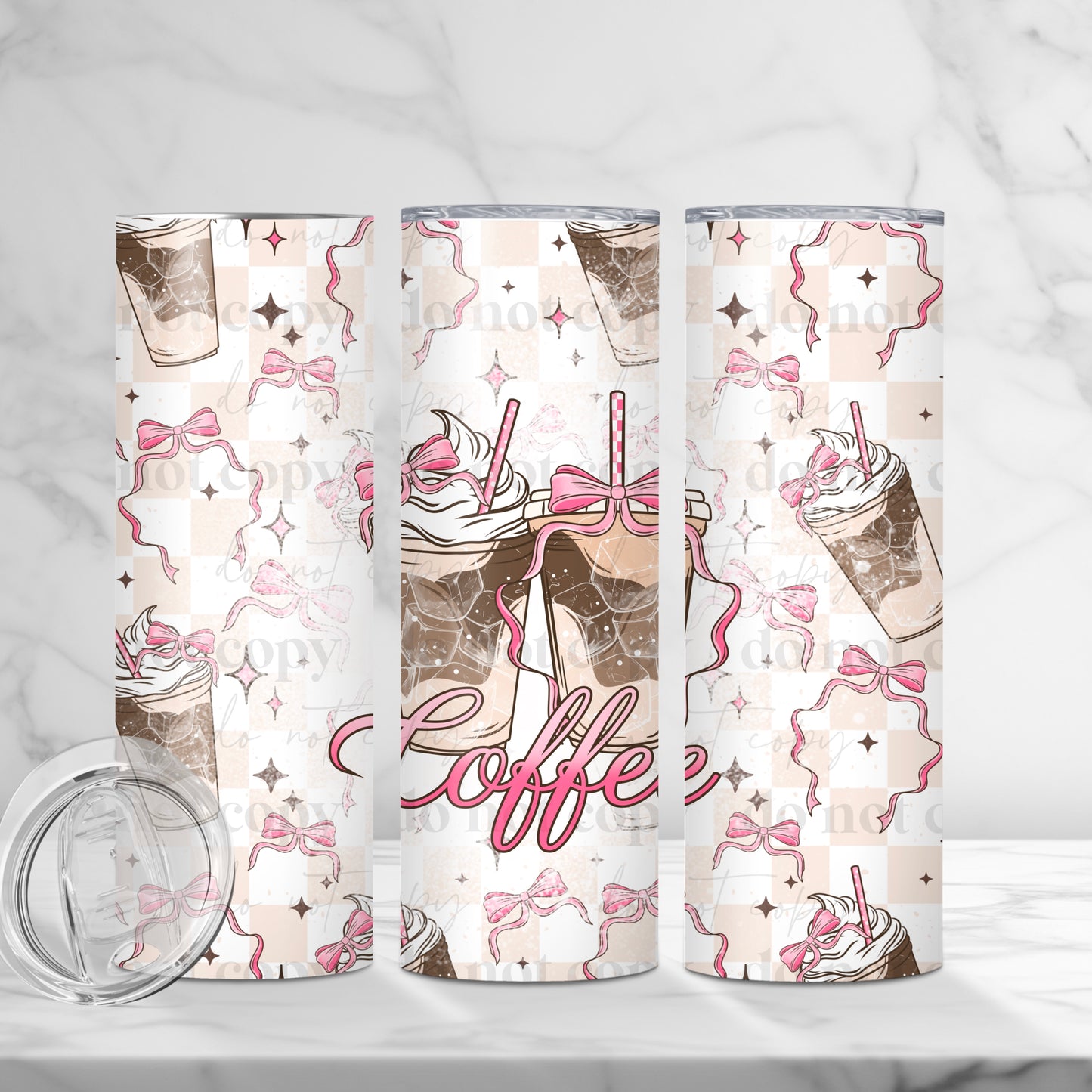 Pink Coffee Coquette Tumbler Wrap Transfer