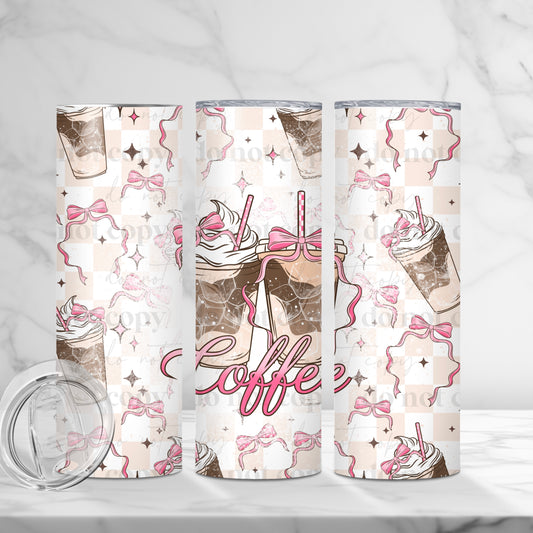 Pink Coffee Coquette Tumbler Wrap Transfer
