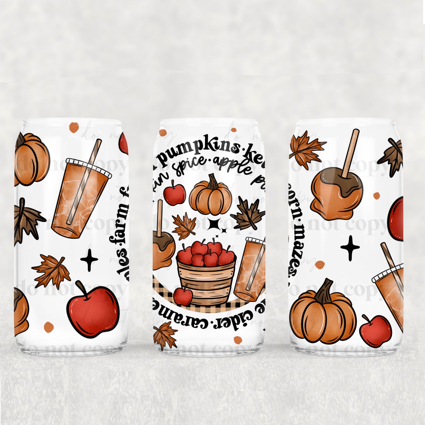 Fall Things 16oz Libbey Wrap Transfer