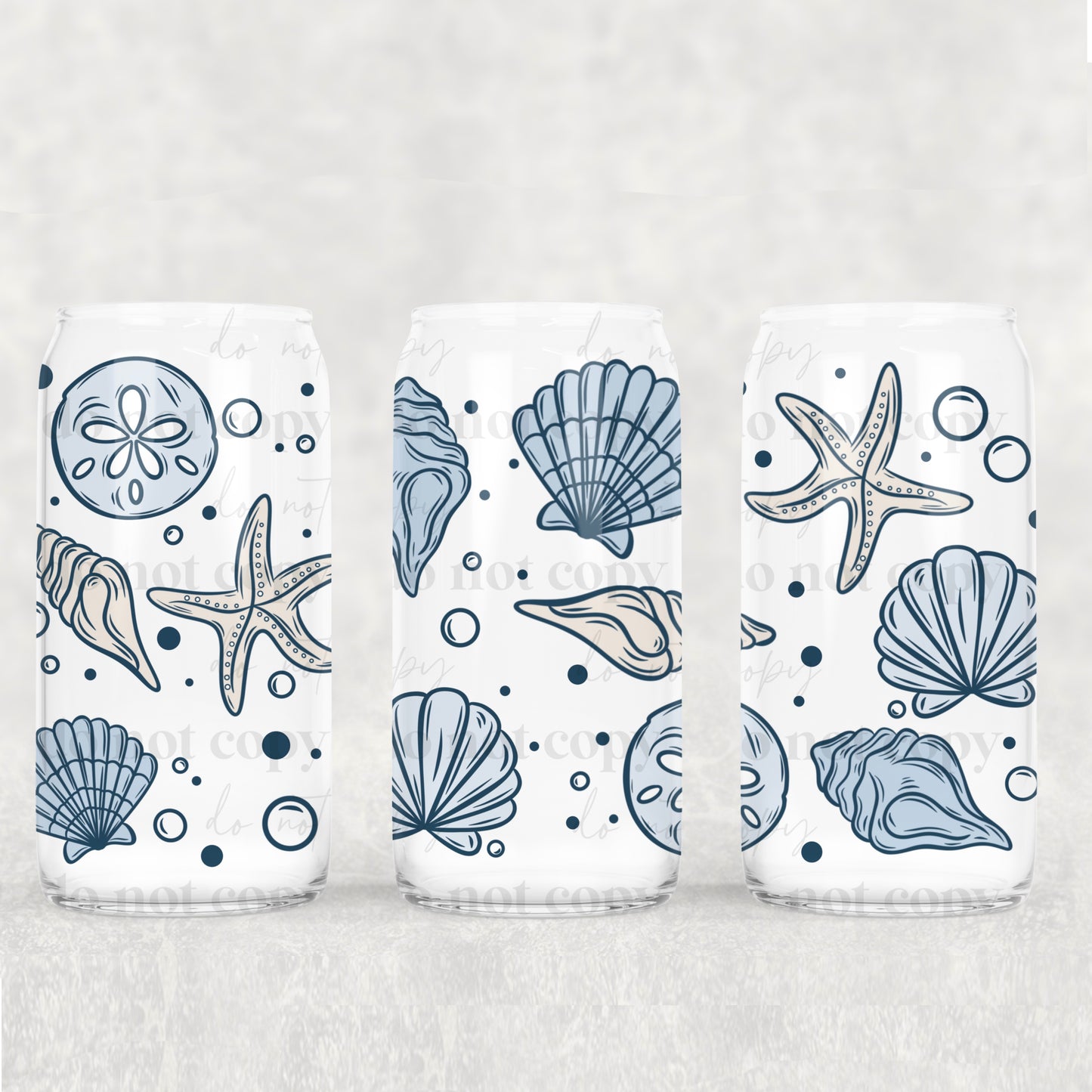 Blue Shells 16oz Libbey Wrap Transfer