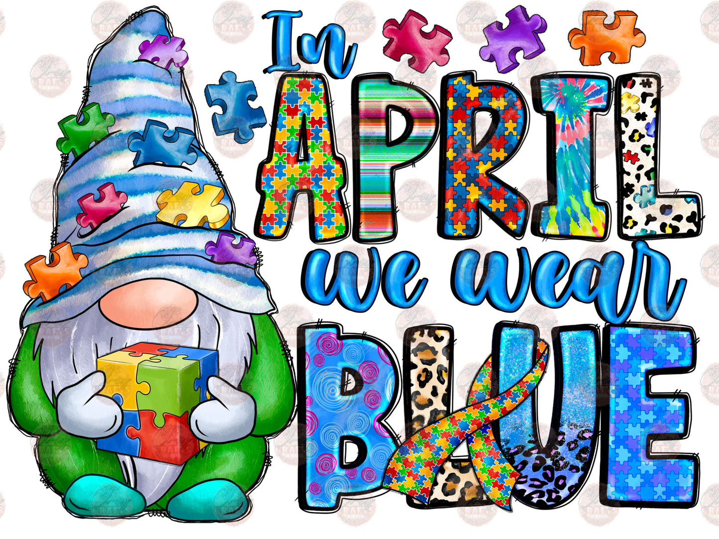 In April We Wear Blue Transfer