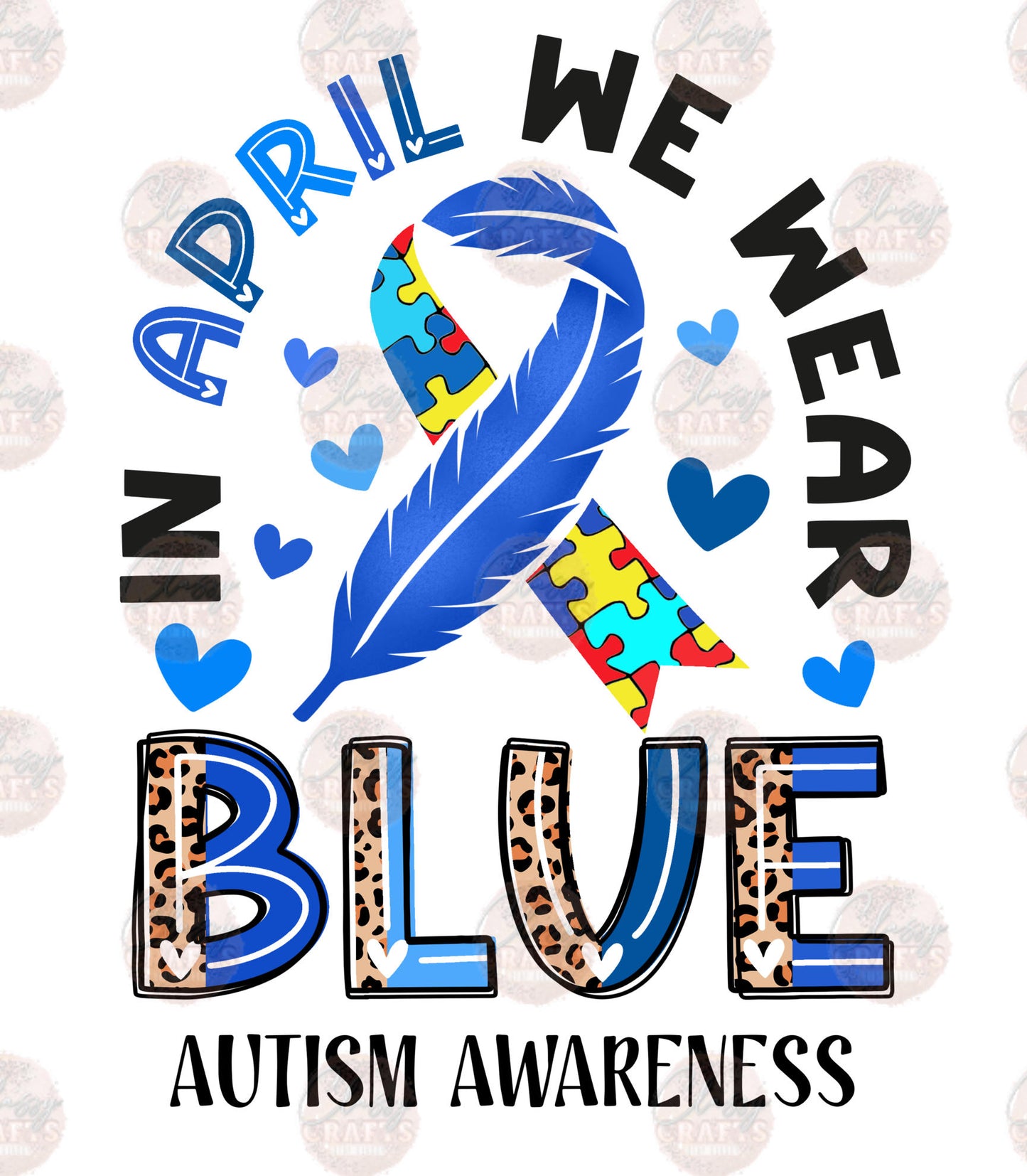 In April We Wear Blue Transfer
