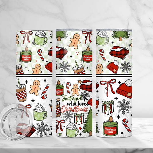 Just A Girl Who Love Christmas Tumbler Wrap Transfer