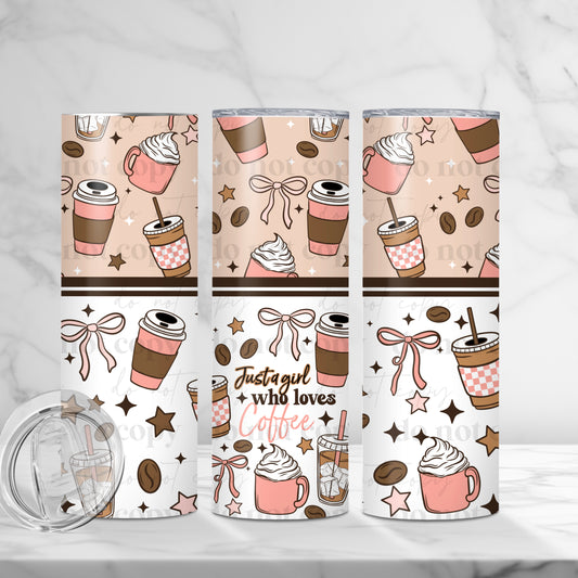 Just A Girl Who Loves Coffee Wrap Tumbler Transfer