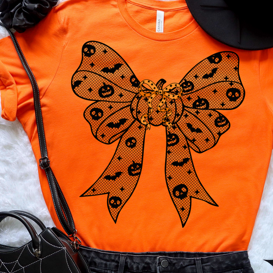 Lace Black Pumpkin Bow Transfer