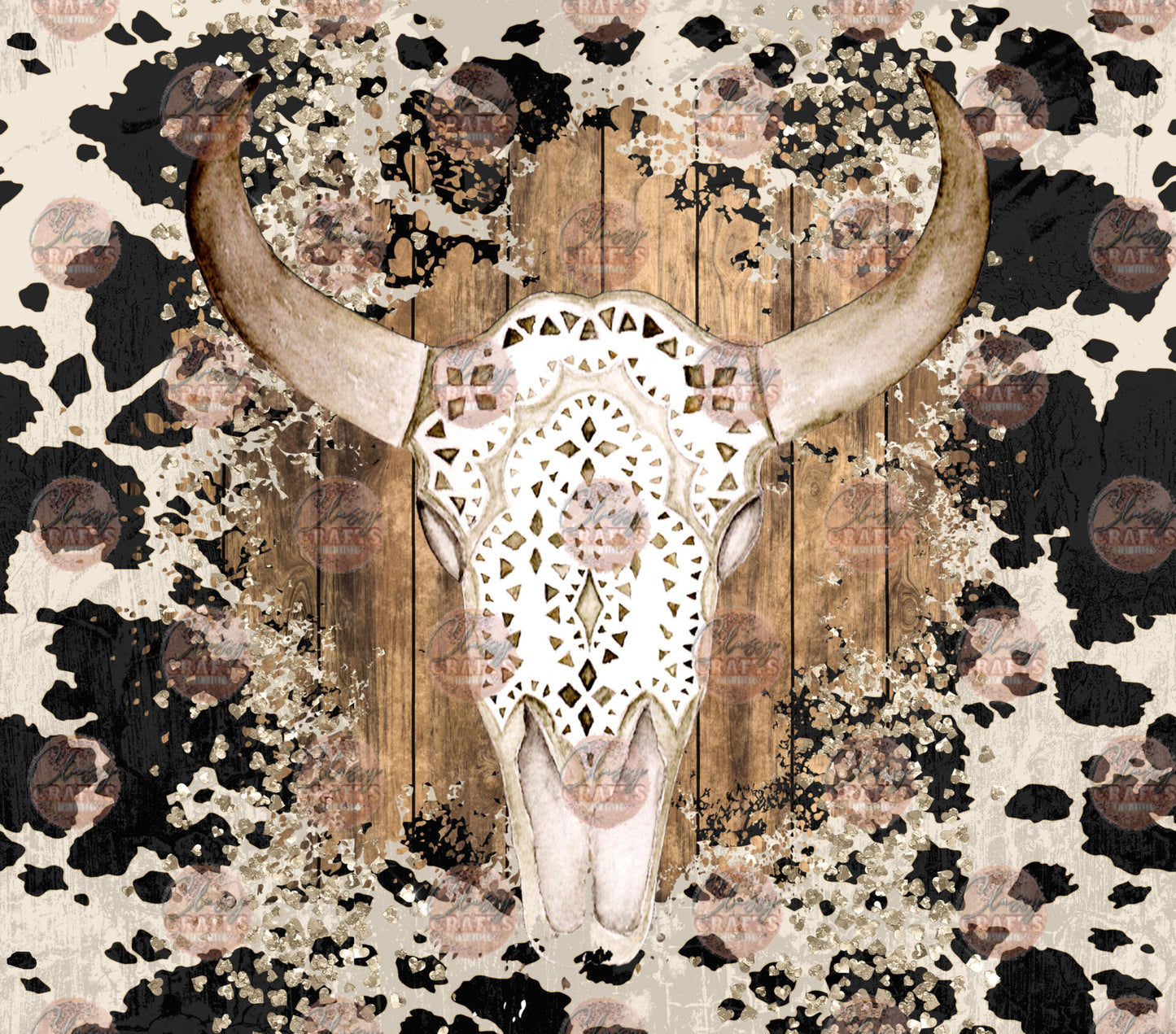 Lace Bull Skull Tumbler Wrap