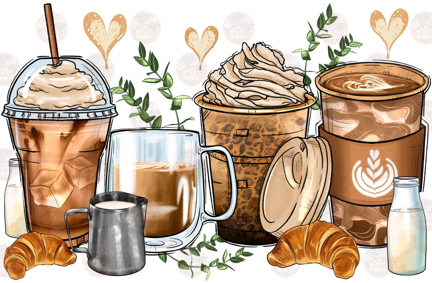 Latte Coffee Cups Transfer